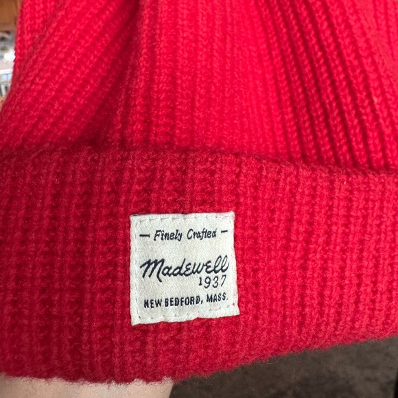 Red Ribbed Knit Beanie by Madewell - Picture 3 of 3